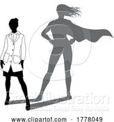 Vector Illustration of Superhero Scientist Super Hero Shadow Silhouette by AtStockIllustration