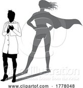 Vector Illustration of Superhero Scientist Super Hero Shadow Silhouette by AtStockIllustration