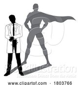 Vector Illustration of Superhero Scientist Super Hero Shadow Silhouette by AtStockIllustration