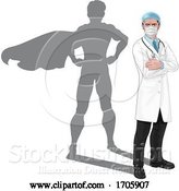 Vector Illustration of Superhero Shadow Super Hero Mask Doctor Concept by AtStockIllustration