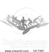 Vector Illustration of Surfer Surfboard Surfers Male Female Silhouettes by AtStockIllustration