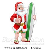 Vector Illustration of Surfing Santa with Surfboard Christmas by AtStockIllustration