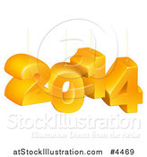 Vector Illustration of Suspended Orange 3d 2014 New Year Numbers by AtStockIllustration