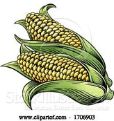 Vector Illustration of Sweet Corn Ear Maize Woodcut Etching Illustration by AtStockIllustration