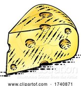 Vector Illustration of Swiss Cheese Vintage Woodcut Etching Style by AtStockIllustration