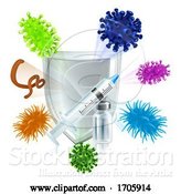 Vector Illustration of Syringe and Vial Vaccine Shield Protection Concept by AtStockIllustration