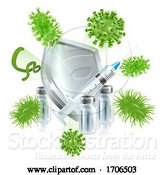 Vector Illustration of Syringe and Vial Vaccine Shield Protection Concept by AtStockIllustration