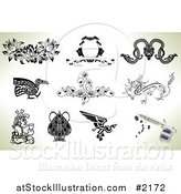 Vector Illustration of Tattoo Designs and Gun by AtStockIllustration