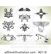 Vector Illustration of Tattoo Designs over Shading by AtStockIllustration