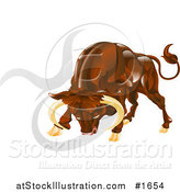 Vector Illustration of Taurus the Bull Lowering His Head, with the Zodiac Symbol by AtStockIllustration