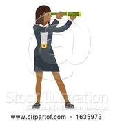 Vector Illustration of Telescope Spyglass Lady Business Concept by AtStockIllustration