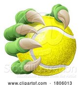 Vector Illustration of Tennis Ball Claw Monster Animal Hand by AtStockIllustration