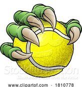 Vector Illustration of Tennis Ball Claw Monster Animal Hand by AtStockIllustration