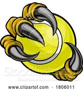 Vector Illustration of Tennis Ball Eagle Claw Monster Hand by AtStockIllustration