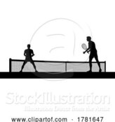 Vector Illustration of Tennis Men Playing Match Silhouette Players Scene by AtStockIllustration
