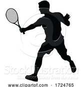 Vector Illustration of Tennis Player Guy Sports Person Silhouette by AtStockIllustration