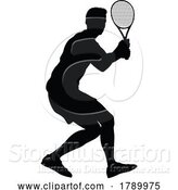 Vector Illustration of Tennis Player Guy Sports Person Silhouette by AtStockIllustration