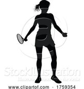 Vector Illustration of Tennis Player Lady Sports Person Silhouette by AtStockIllustration