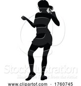 Vector Illustration of Tennis Player Lady Sports Person Silhouette by AtStockIllustration