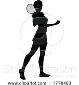 Vector Illustration of Tennis Player Lady Sports Person Silhouette by AtStockIllustration