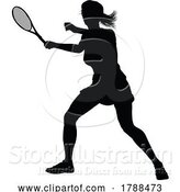 Vector Illustration of Tennis Player Lady Sports Person Silhouette by AtStockIllustration