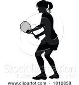 Vector Illustration of Tennis Player Lady Sports Person Silhouette by AtStockIllustration