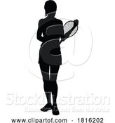 Vector Illustration of Tennis Player Lady Sports Person Silhouette by AtStockIllustration