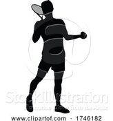 Vector Illustration of Tennis Silhouette Sport Player Guy by AtStockIllustration