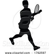 Vector Illustration of Tennis Silhouette Sport Player Guy by AtStockIllustration