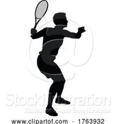 Vector Illustration of Tennis Silhouette Sport Player Guy by AtStockIllustration