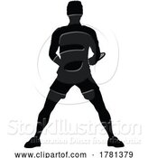 Vector Illustration of Tennis Silhouette Sport Player Guy by AtStockIllustration