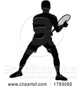 Vector Illustration of Tennis Silhouette Sport Player Guy by AtStockIllustration