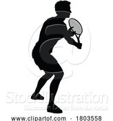 Vector Illustration of Tennis Silhouette Sport Player Guy by AtStockIllustration