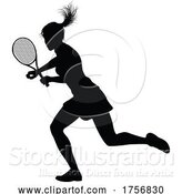 Vector Illustration of Tennis Silhouette Sport Player Lady by AtStockIllustration