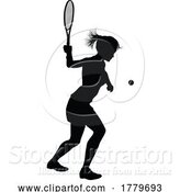 Vector Illustration of Tennis Silhouette Sport Player Lady by AtStockIllustration