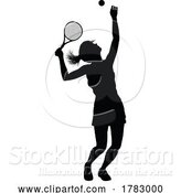 Vector Illustration of Tennis Silhouette Sport Player Lady by AtStockIllustration