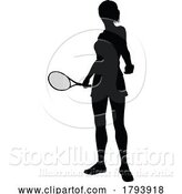 Vector Illustration of Tennis Silhouette Sport Player Lady by AtStockIllustration