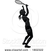 Vector Illustration of Tennis Silhouette Sport Player Lady by AtStockIllustration
