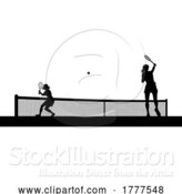 Vector Illustration of Tennis Women Playing Match Silhouette Players by AtStockIllustration