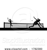 Vector Illustration of Tennis Women Playing Match Silhouette Players by AtStockIllustration