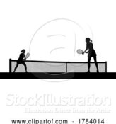 Vector Illustration of Tennis Women Playing Match Silhouette Players by AtStockIllustration