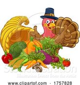 Vector Illustration of Thanksgiving Turkey Cornucopia Horn of Plenty by AtStockIllustration