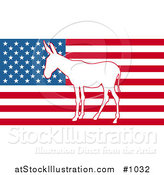 Vector Illustration of the American Flag with Democratic Donkey by AtStockIllustration