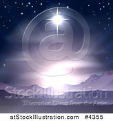Vector Illustration of the Star of Bethlehem Shining over Mountains Nativity Desert Landscape by AtStockIllustration