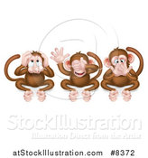 Vector Illustration of the Three Wise Monkeys Covering Their Ears, Eyes and Mouth, Hear No Evil, See No Evil, Speak No Evil by AtStockIllustration