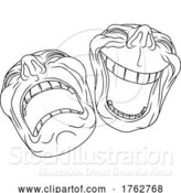 Vector Illustration of Theater or Theatre Drama Comedy and Tragedy Masks by AtStockIllustration