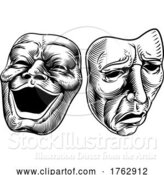 Vector Illustration of Theater or Theatre Drama Comedy and Tragedy Masks by AtStockIllustration