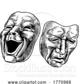 Vector Illustration of Theater or Theatre Drama Comedy and Tragedy Masks by AtStockIllustration