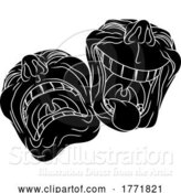 Vector Illustration of Theater or Theatre Drama Comedy and Tragedy Masks by AtStockIllustration