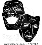 Vector Illustration of Theater or Theatre Drama Comedy and Tragedy Masks by AtStockIllustration